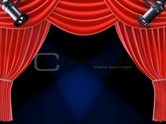 red curtain and spotlight