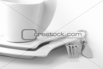 Fork, knife and dishes