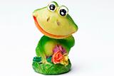smiling frog with flowers