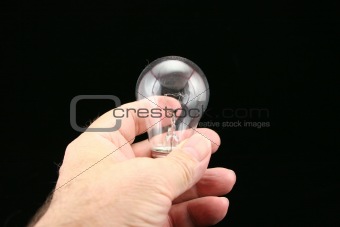 Clear light bulb in hand