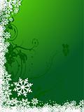 Abstract vector white snowflakes background in green