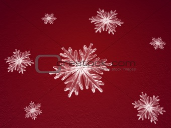 crystal snowflakes in red