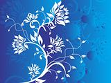 Abstract vector grunge flower on blue background