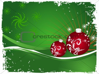 Vector christmas bulbs with snowflakes on green background
