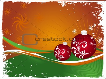 Vector christmas bulbs with snowflakes on orange background