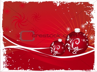 Vector christmas bulbs with snowflakes on red background