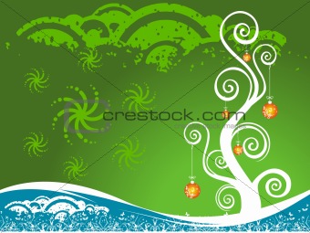 Vector christmas decoration on green background