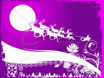 Vector Santa Claus goes on sledge background