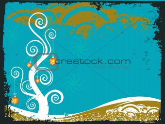 Wallpaper of blue vector Christmas theme with tree