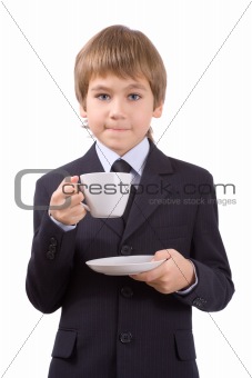 The future businessman, isolated over white