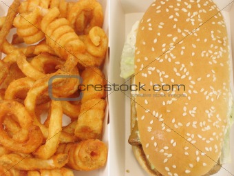 Grilled chicken burger and twister fries