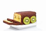 Slices of cake with kiwi