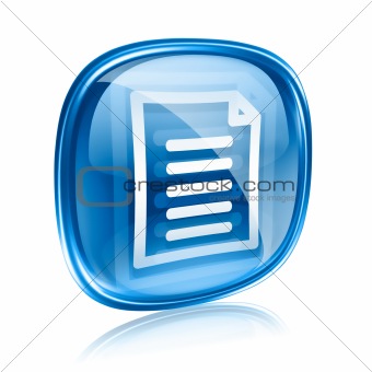 Document icon blue glass, isolated on white background