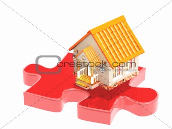 3d house and part of a puzzle
