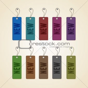 Set of colorful new tags. This vector image is fully editable.