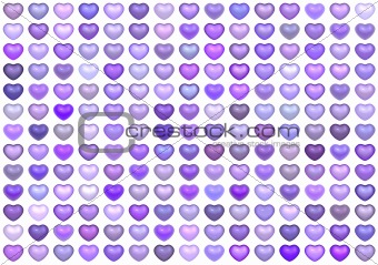 3d collection floating love heart in multiple purple 