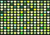 3d collection floating love heart in multiple green on deep gree