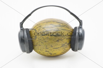 Melon with headphones