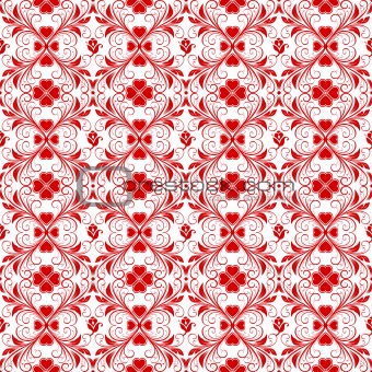 Seamless Floral and heart Pattern