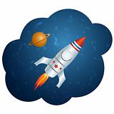 Vector rocket in space. This vector image is fully editable.