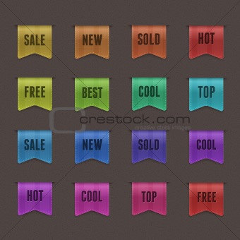 Set of 16 quality textured ribbons. This vector image is fully editable.
