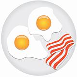 Fried eggs and bacon on plate