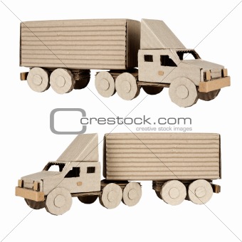 tractor trailer truck on white background
