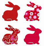Abstract spring bunny set isolated on white ( red )