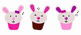 Easter bunny cupcakes set isolated on white