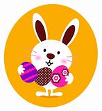 Cute Bunny holding easter eggs
