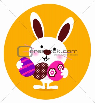 Cute Bunny holding easter eggs