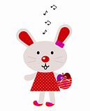 Red easter singing bunny isolated on white