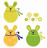 Colorful easter bunny stickers set