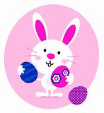 Cartoon Bunny with easter Eggs isolated on white