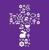 Easter stylized cross isolated on purple