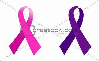 Pink ribbon set isolated on white