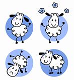 Cute doodle sheep collection isolated on white