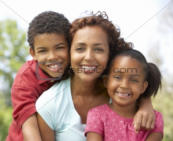 Mother With Children In Park