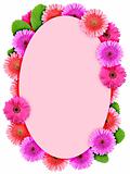Floral ellipse frame with pink flowers
