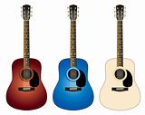 Three colorful guitar