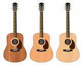 Three guitars with a wood texture