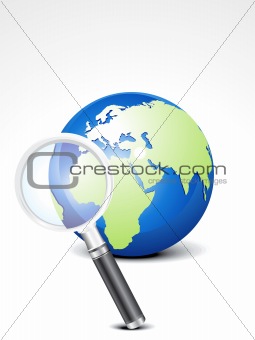 abstract search icon with globe