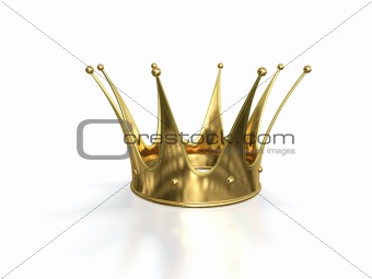 Golden crown isolated on white background.