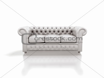 White leather sofa isolated on white background.