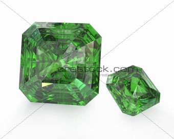 Two green emeralds