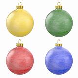 Four christmas balls with frost texture