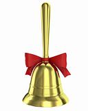 Christmas bell with handle and red ribbon