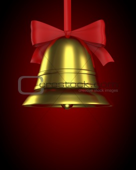 Christmas bell with red ribbon