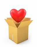 Read heart fly out of carton box