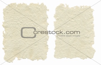 Two sheets of handmade paper